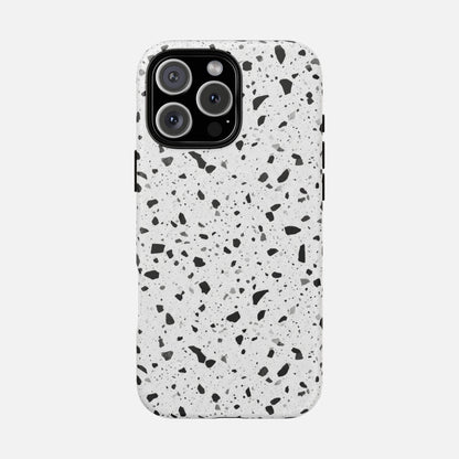 Terrazzo Black & White iPhone Case — Tough Magnetic | MagSafe Compatible