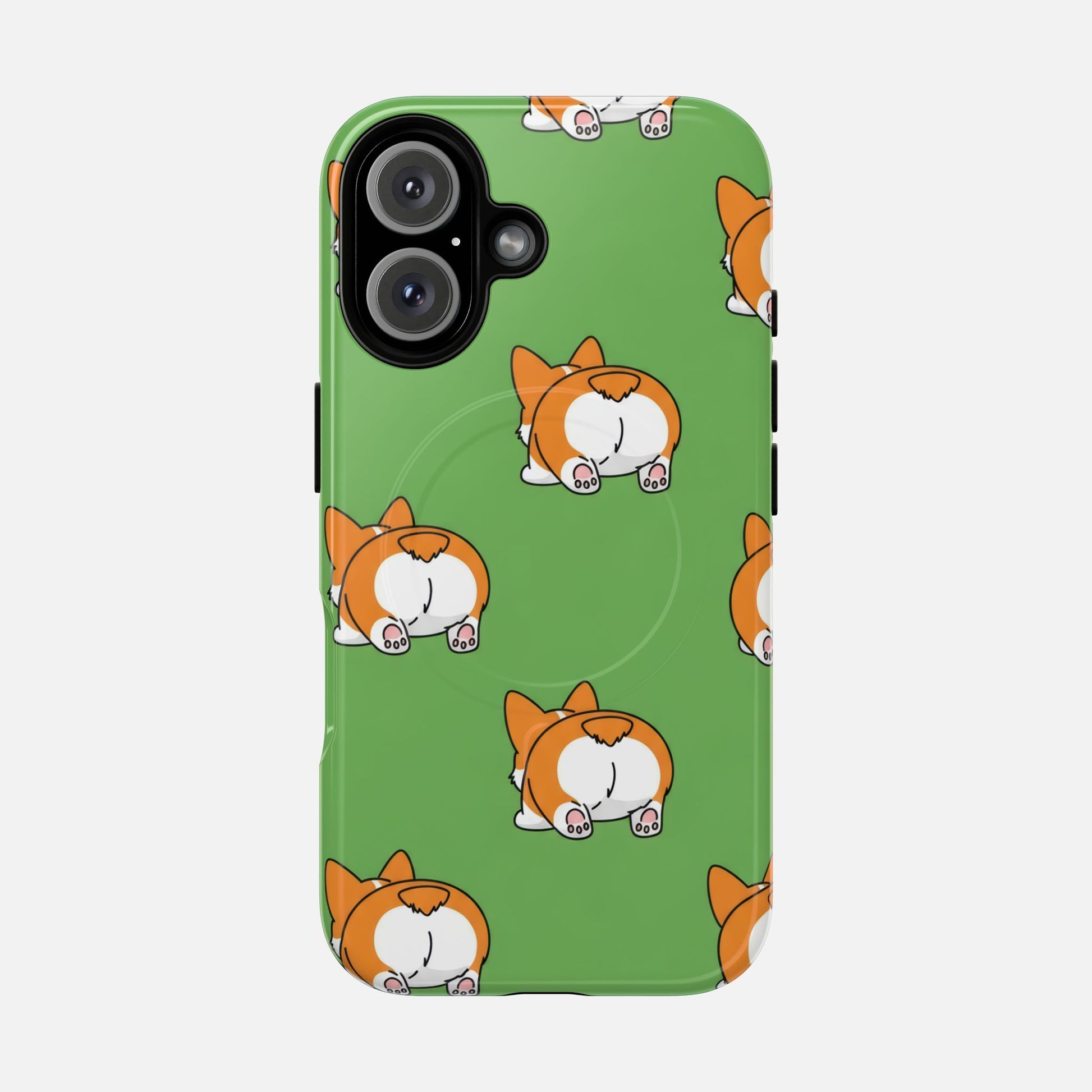 Corgi Bum Magnetic Tough Case — Cute Cartoon Dog Phone Cover iPhone 16 Glossy Phone Case