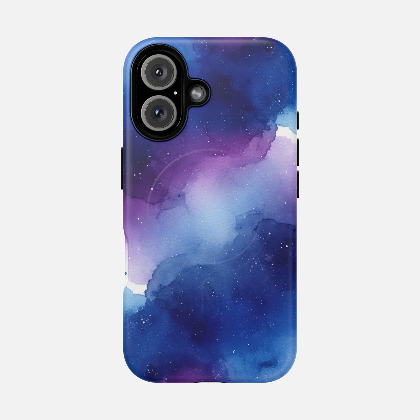 Galaxy Watercolor Tough Magnetic Phone Case — Blue Purple Nebula MagSafe Cover iPhone 16 Matte Phone Case