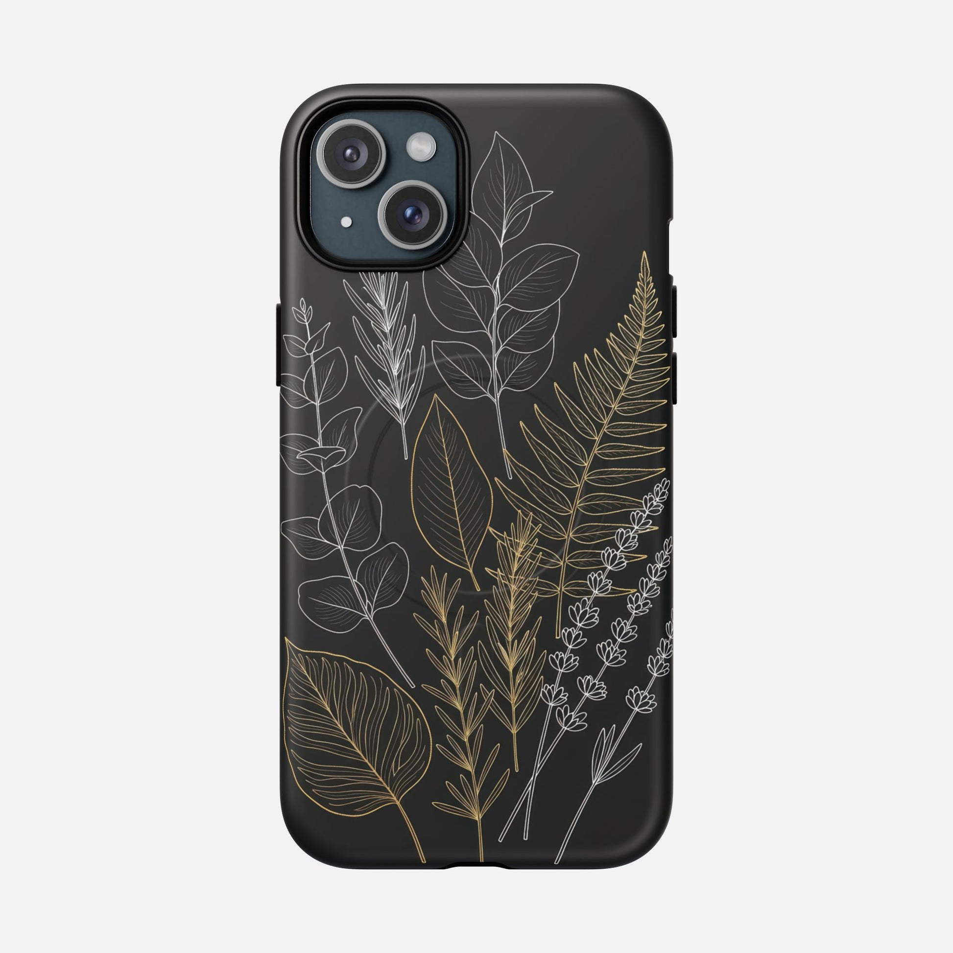 Tough Magnetic Case — Botanical Gold & Silver Fern Phone Cover iPhone 15 Plus Matte Phone Case