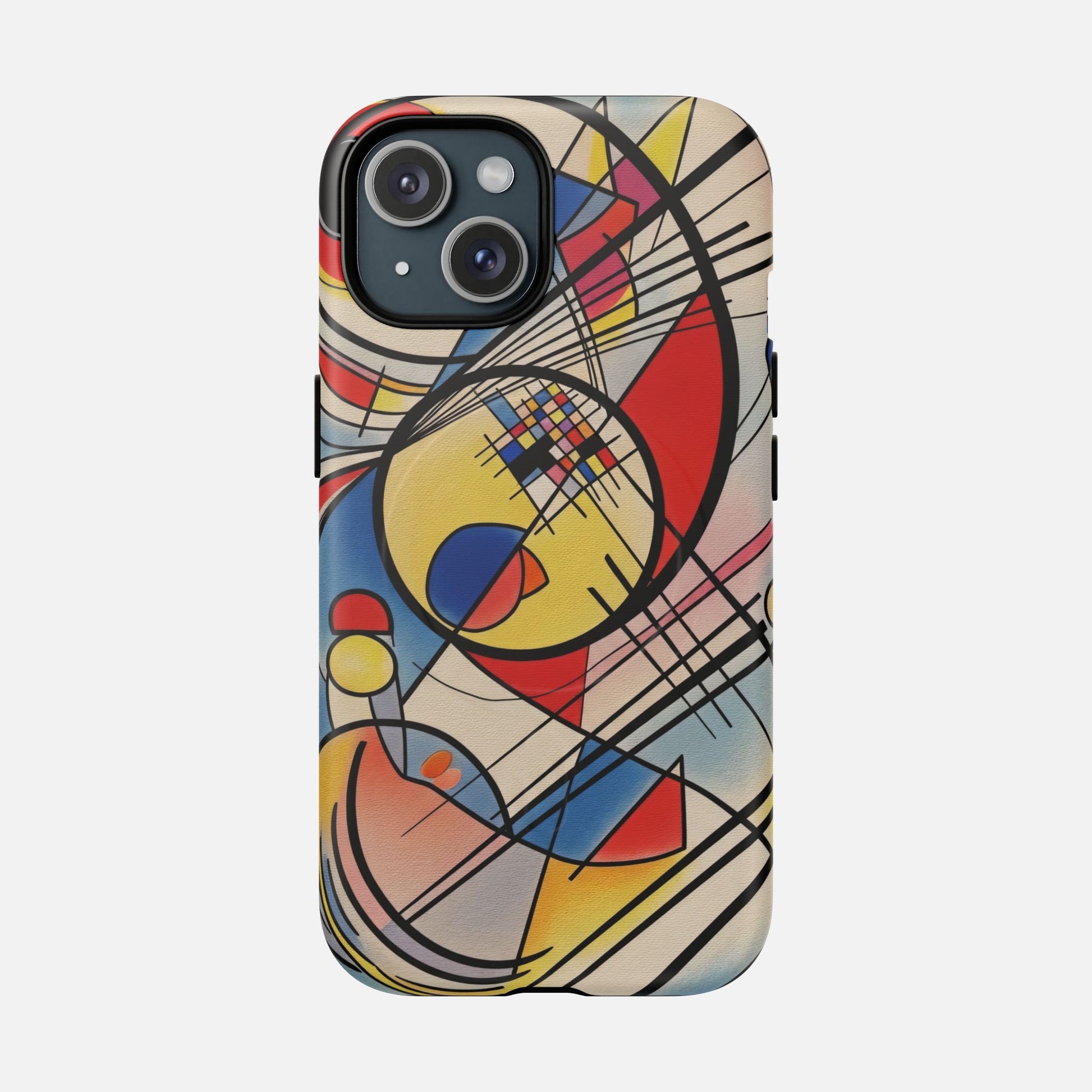 Abstract Geometric Phone Case — Colorful Modern Art Tough Magnetic Case iPhone 15 Matte Phone Case