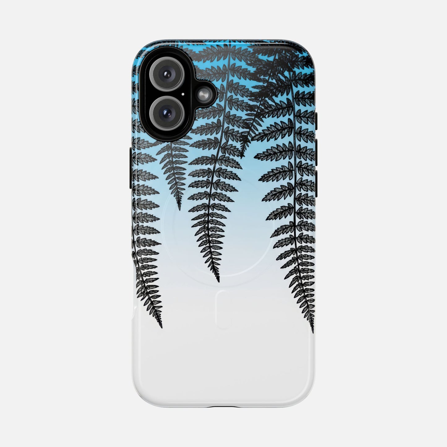 Fern Silhouette With Blue Ombre iPhone Case — Tough Magnetic | MagSafe Compatible