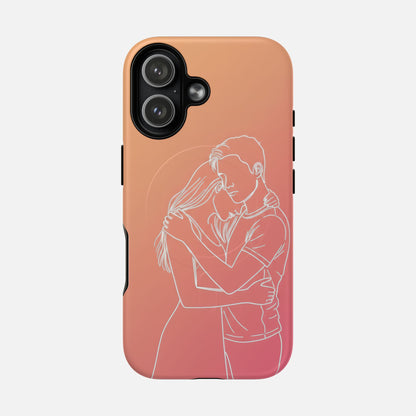 Romantic Outline Couple iPhone Case — Tough Magnetic | MagSafe Compatible