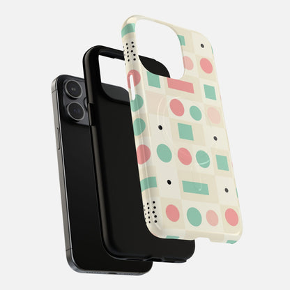 Pastel Circles & Squares iPhone Case — Tough Magnetic | MagSafe Compatible