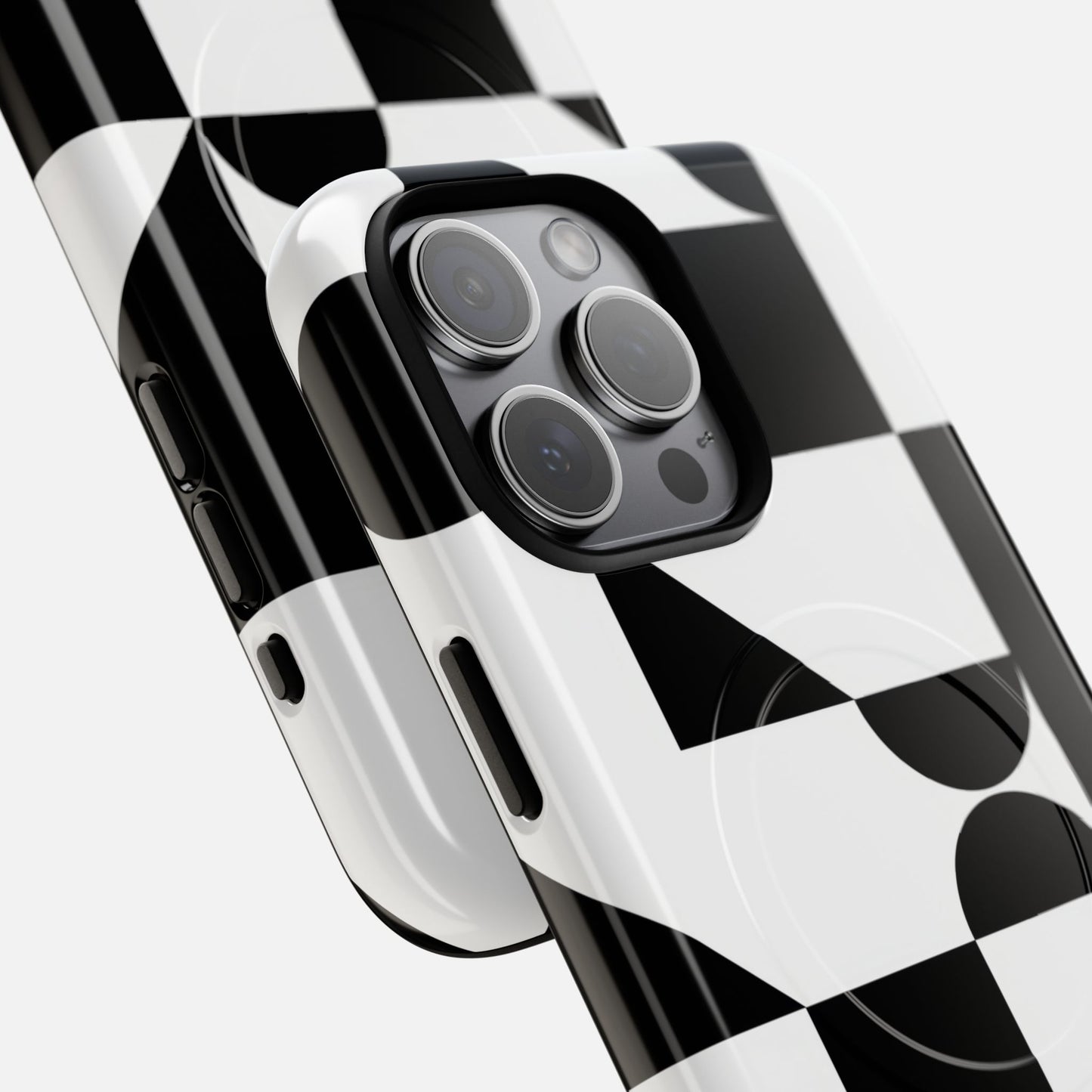 Geometric Black & White iPhone Case — Tough Magnetic | MagSafe Compatible
