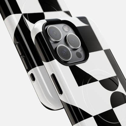 Geometric Black & White iPhone Case — Tough Magnetic | MagSafe Compatible