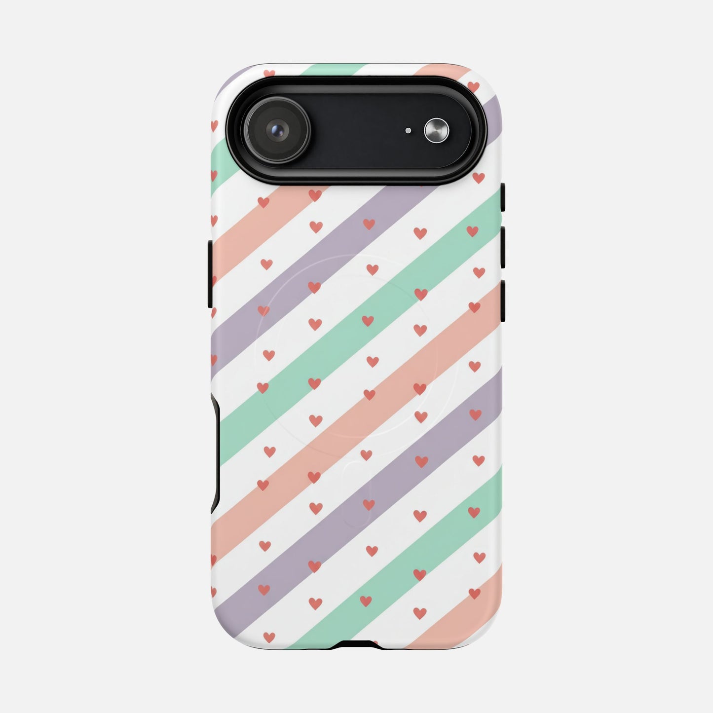 Valentine Pastel Stripes iPhone Case — Tough Magnetic | MagSafe Compatible