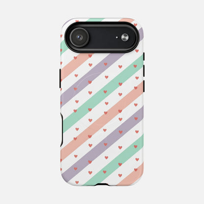 Valentine Pastel Stripes iPhone Case — Tough Magnetic | MagSafe Compatible