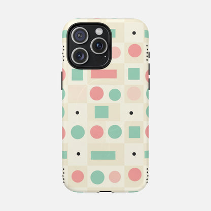 Pastel Circles & Squares iPhone Case — Tough Magnetic | MagSafe Compatible