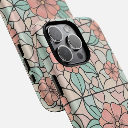 Pastel Floral Mosaic iPhone Case — Tough Magnetic | MagSafe Compatible