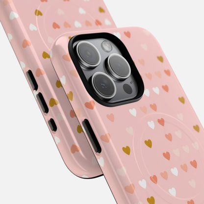 Pink Heart Pattern iPhone Case — Tough Magnetic | MagSafe Compatible