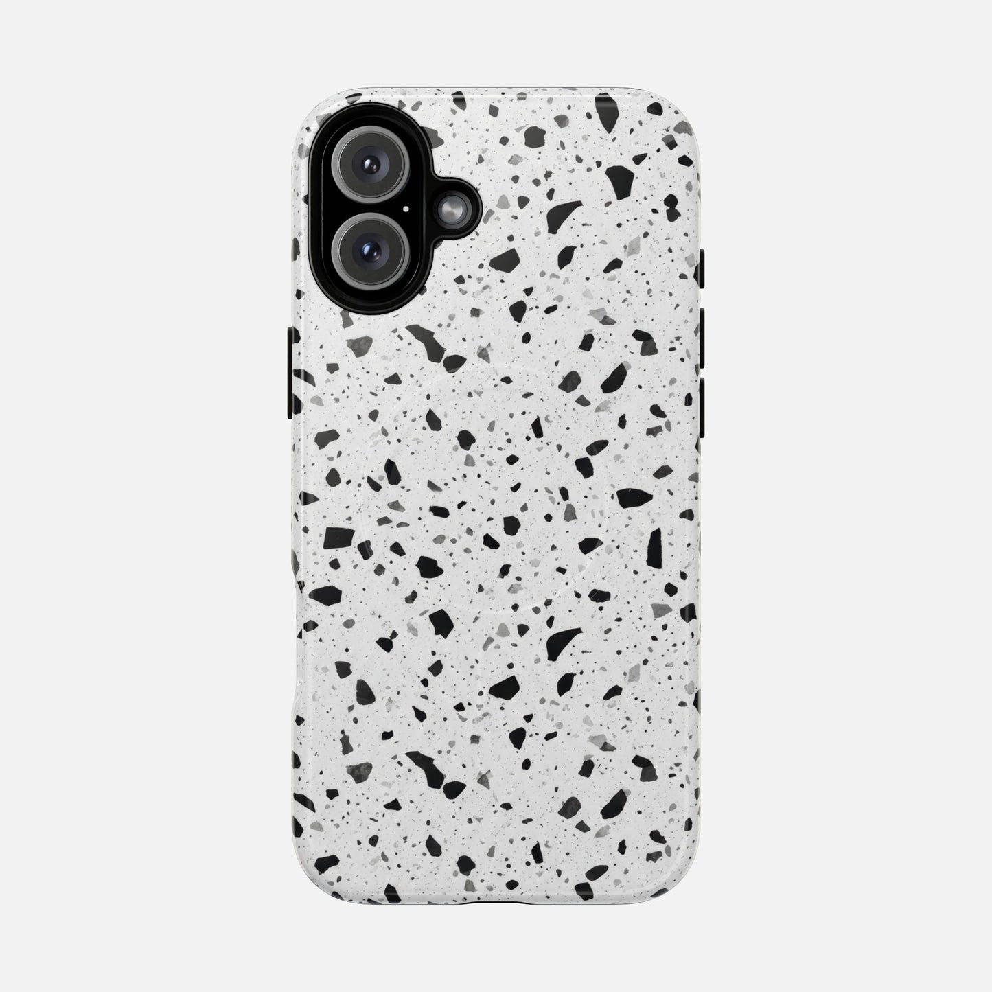Terrazzo Black & White iPhone Case — Tough Magnetic | MagSafe Compatible
