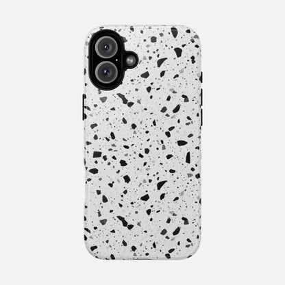 Terrazzo Black & White iPhone Case — Tough Magnetic | MagSafe Compatible