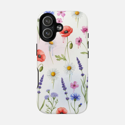Floral Wildflower Poppies, Daisies & Lavender iPhone Case — Tough Magnetic | MagSafe Compatible