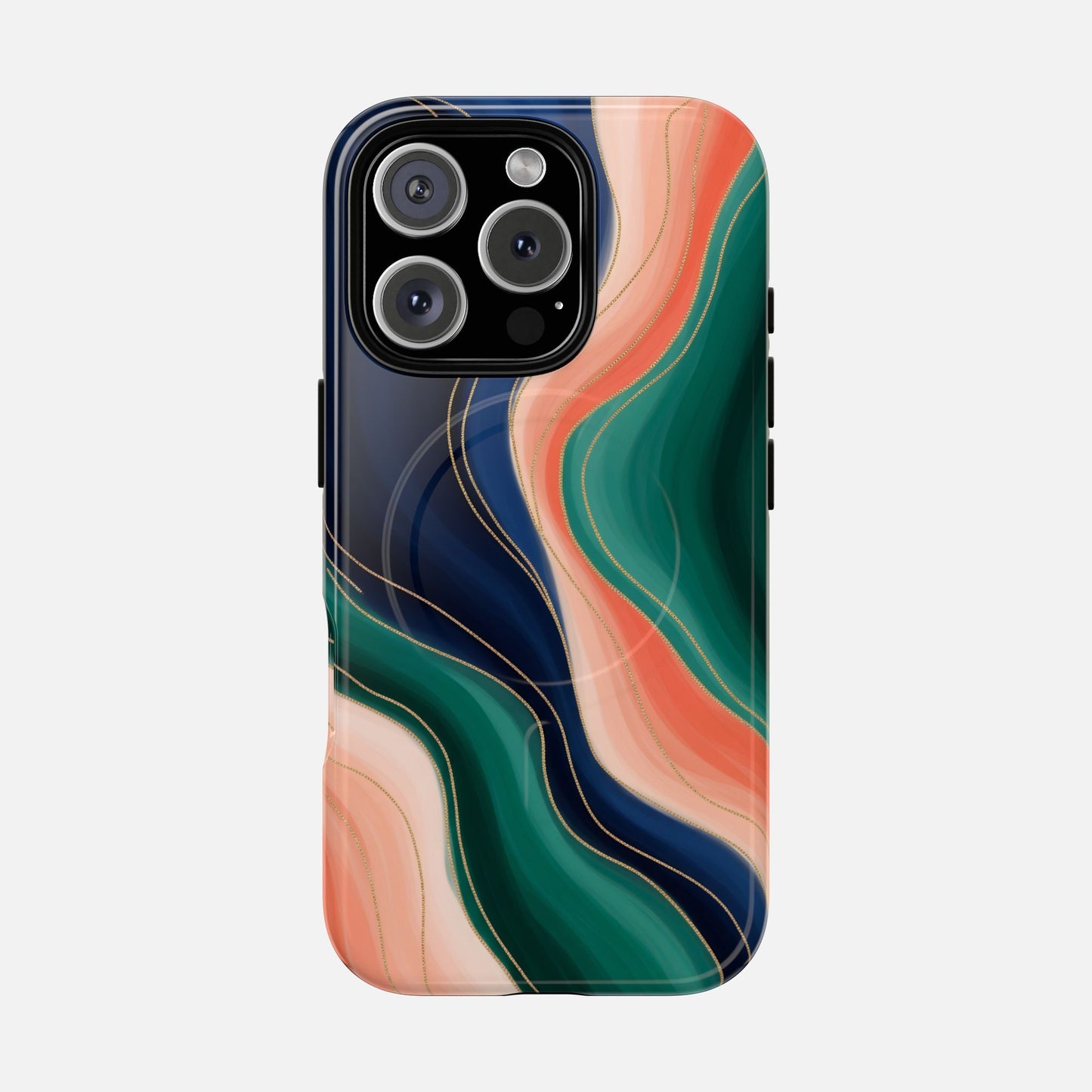 Magnetic Tough Case — Abstract Ocean Wave Design Phone Cover iPhone 16 Pro Glossy Phone Case