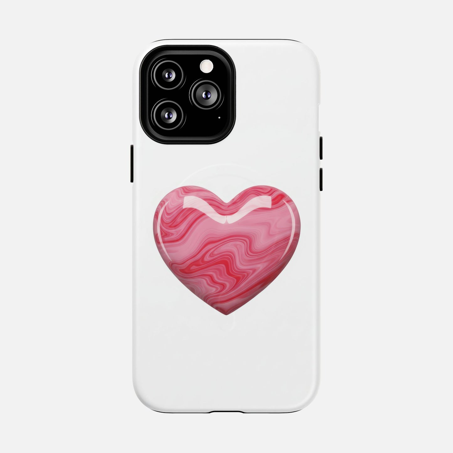 Pink Marble Heart iPhone Case — Tough Magnetic | MagSafe Compatible