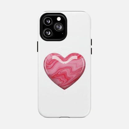 Pink Marble Heart iPhone Case — Tough Magnetic | MagSafe Compatible