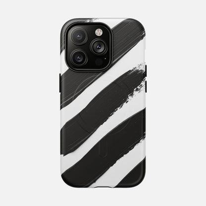 Abstract Black Brushstroke iPhone Case — Tough Magnetic | MagSafe Compatible