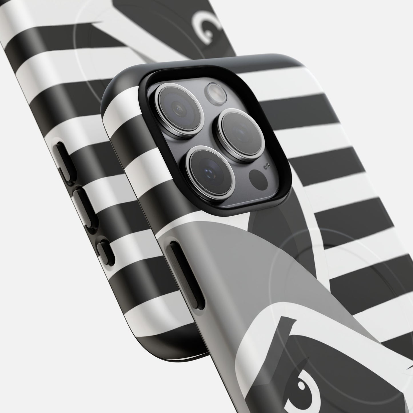 Raccoon Stripe Black & White Animal Design iPhone Case — Tough Magnetic | MagSafe Compatible