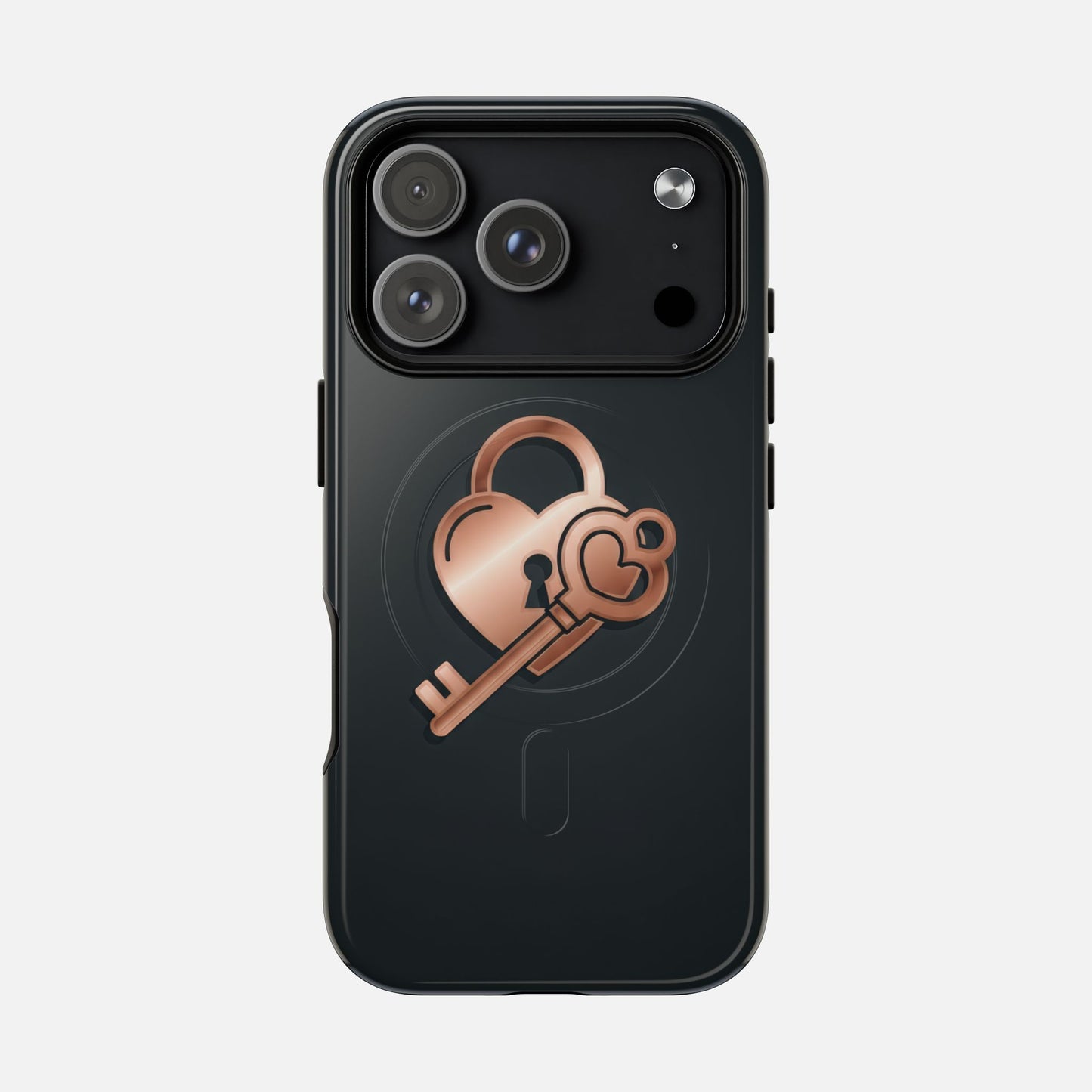 Rose Gold Lock & Key Design iPhone Case — Tough Magnetic | MagSafe Compatible