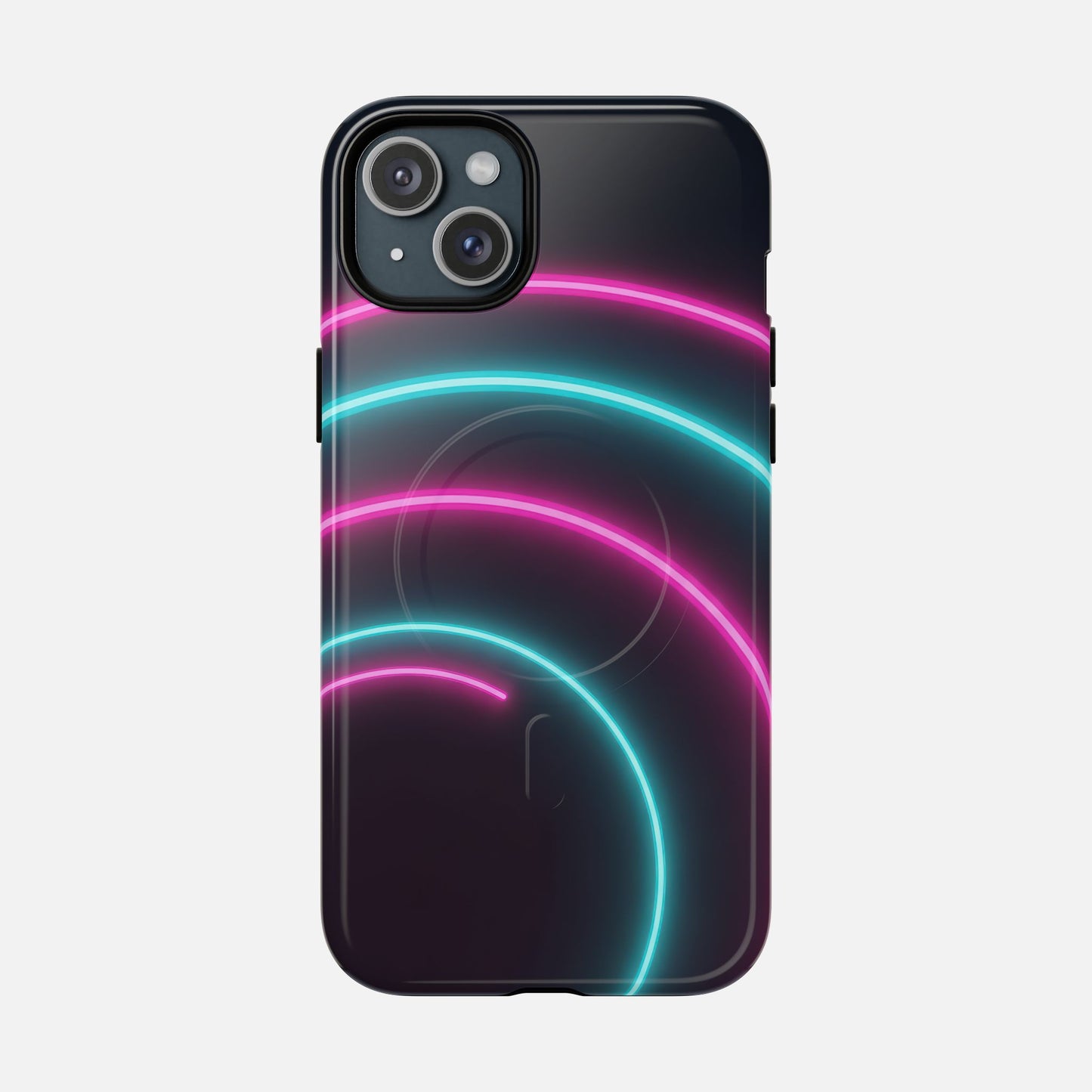 Neon Arc with Pink & Teal Glow iPhone Case — Tough Magnetic | MagSafe Compatible