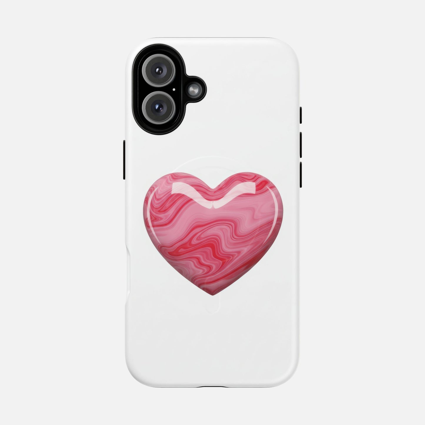 Pink Marble Heart iPhone Case — Tough Magnetic | MagSafe Compatible