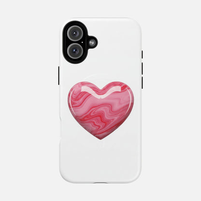 Pink Marble Heart iPhone Case — Tough Magnetic | MagSafe Compatible