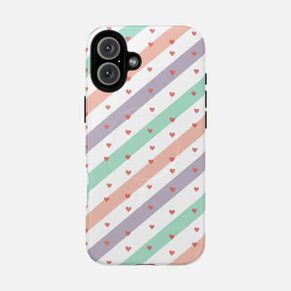 Valentine Pastel Stripes iPhone Case — Tough Magnetic | MagSafe Compatible