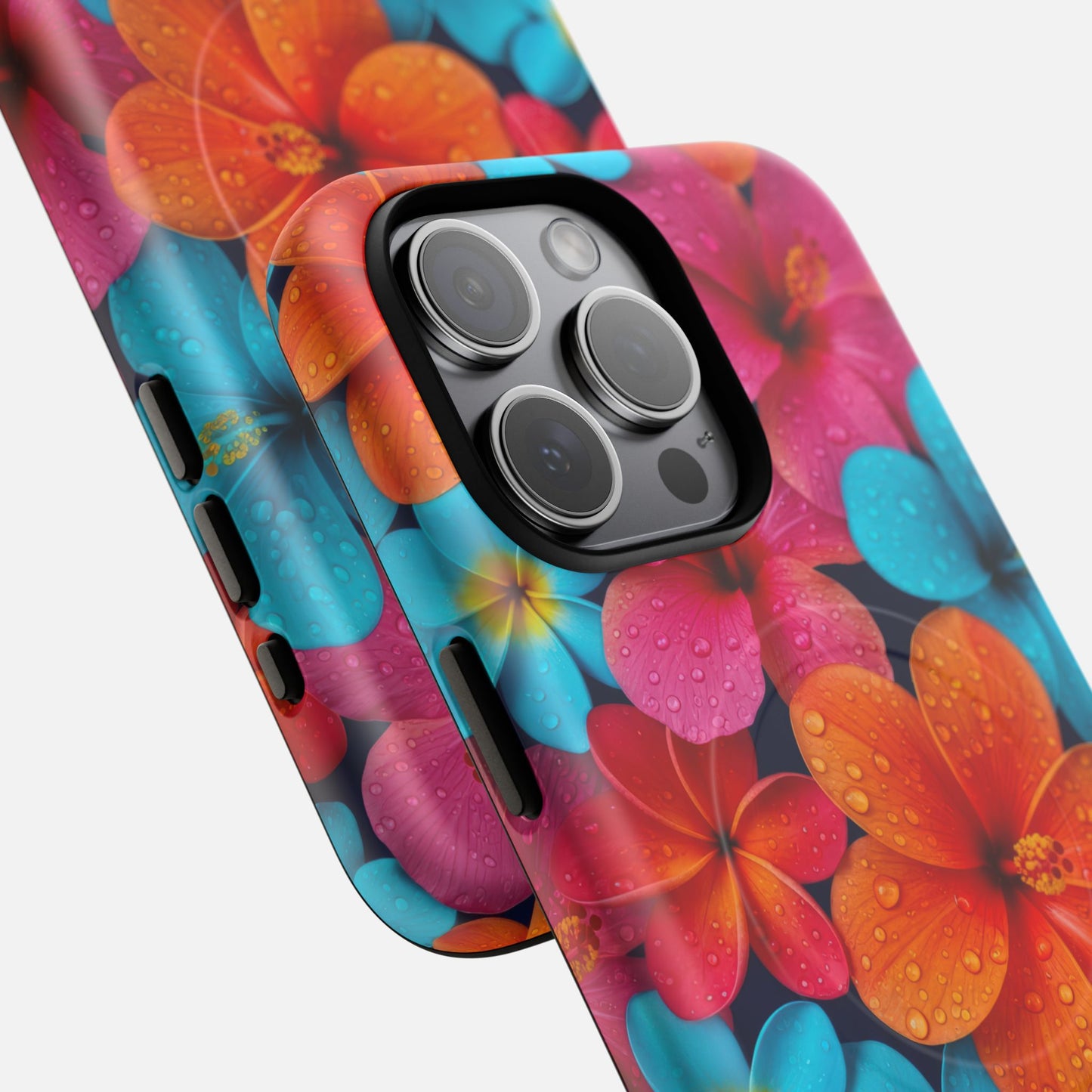 Colorful Tropical Plumeria Floral iPhone Case — Tough Magnetic | MagSafe Compatible