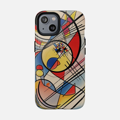 Abstract Geometric Phone Case — Colorful Modern Art Tough Magnetic Case iPhone 14 Glossy Phone Case