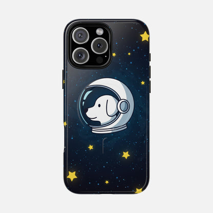 Astronaut Dog Magnetic Phone Case — Cute Space Puppy iPhone Cover with Stars iPhone 16 Pro Max Glossy Phone Case