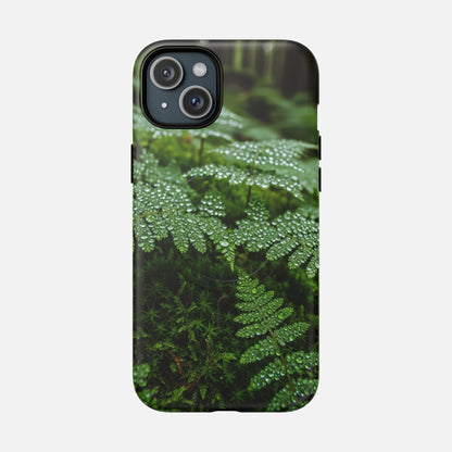 Fern Dew Tough Magnetic Phone Case — Nature Photography Protective Cover iPhone 15 Plus Matte Phone Case