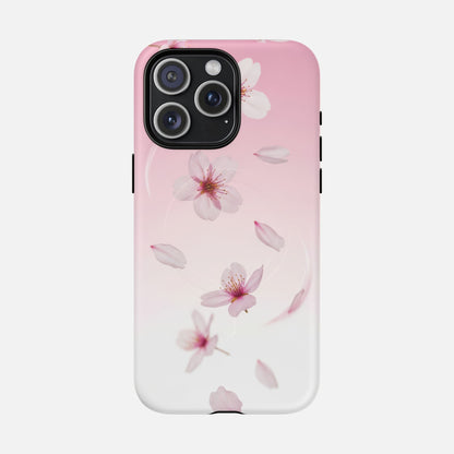 Floral Sakura Tough Magnetic Phone Case — Pink Cherry Blossom Design iPhone 15 Pro Max Matte Phone Case