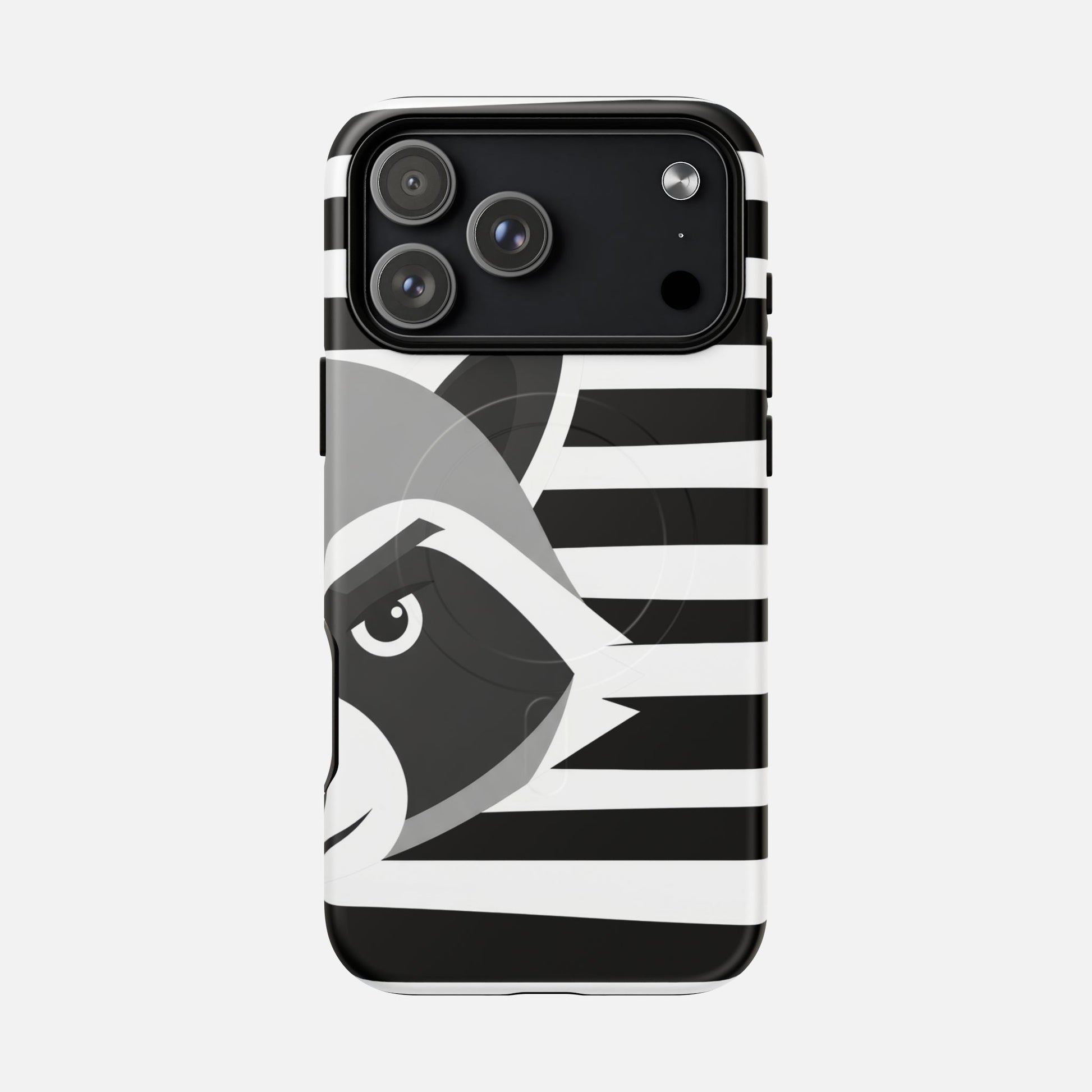 Raccoon Stripe Tough Magnetic Phone Case — Black & White Animal Design iPhone 17 Pro Max Matte Phone Case