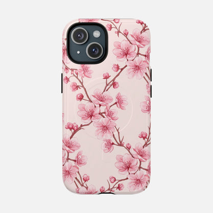 Pink Cherry Blossom iPhone Case — Tough Magnetic | MagSafe Compatible