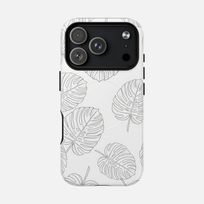 Monstera Leaf Clear Tropical Pattern iPhone Case — Tough Magnetic | MagSafe Compatible
