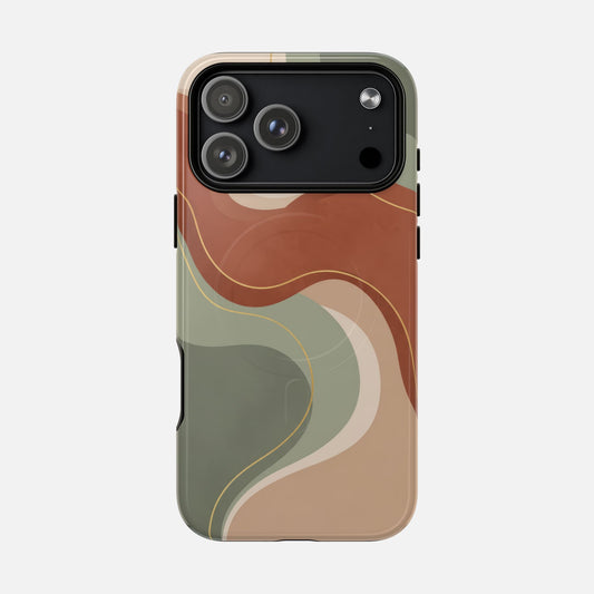 Abstract Earth Tone Phone Case — Tough Magnetic Protective Cover iPhone 17 Pro Max Glossy Phone Case