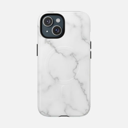 White Marble iPhone Case — Tough Magnetic | MagSafe Compatible