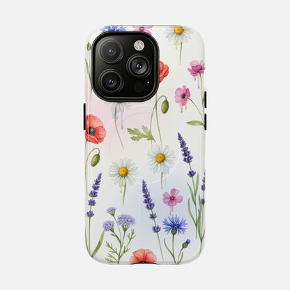 Floral Wildflower Poppies, Daisies & Lavender iPhone Case — Tough Magnetic | MagSafe Compatible