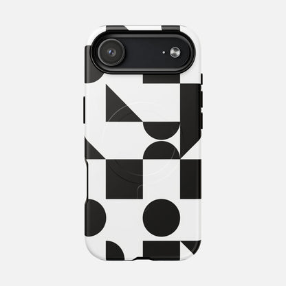 Geometric Black & White iPhone Case — Tough Magnetic | MagSafe Compatible