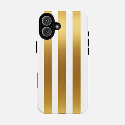 Gold & White Stripe iPhone Case — Tough Magnetic | MagSafe Compatible