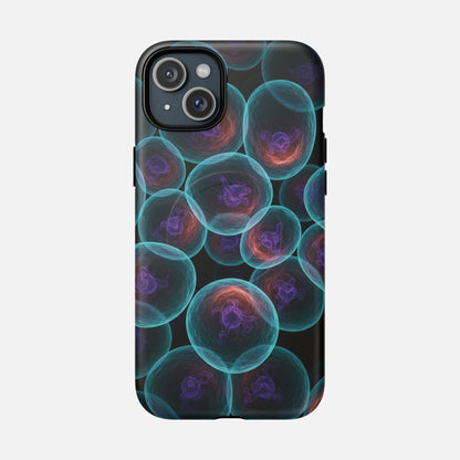 Abstract Neon Bubbles Magnetic Phone Case — Protective Tough Magnetic iPhone Cover iPhone 15 Plus Matte Phone Case