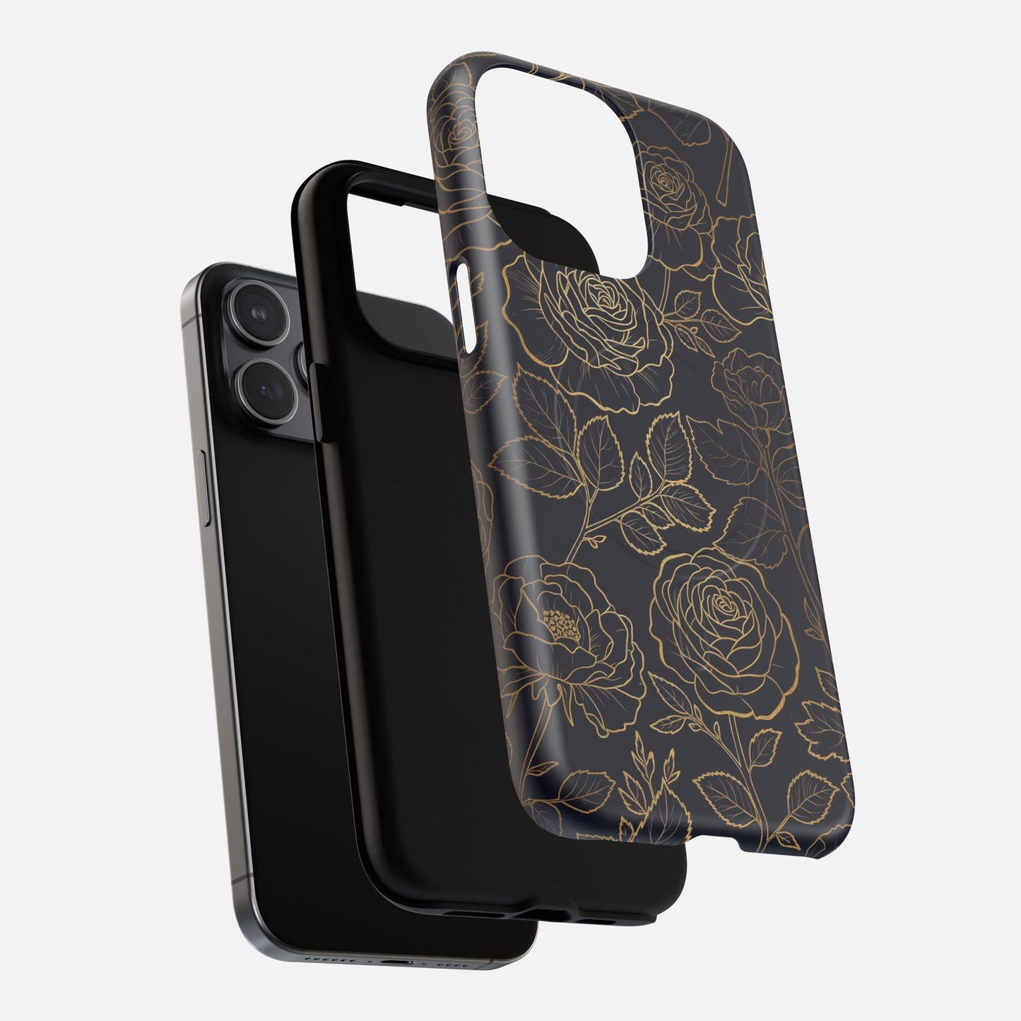 Floral Gold Outline iPhone Case — Tough Magnetic | MagSafe Compatible