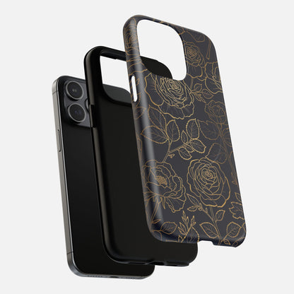 Floral Gold Outline iPhone Case — Tough Magnetic | MagSafe Compatible