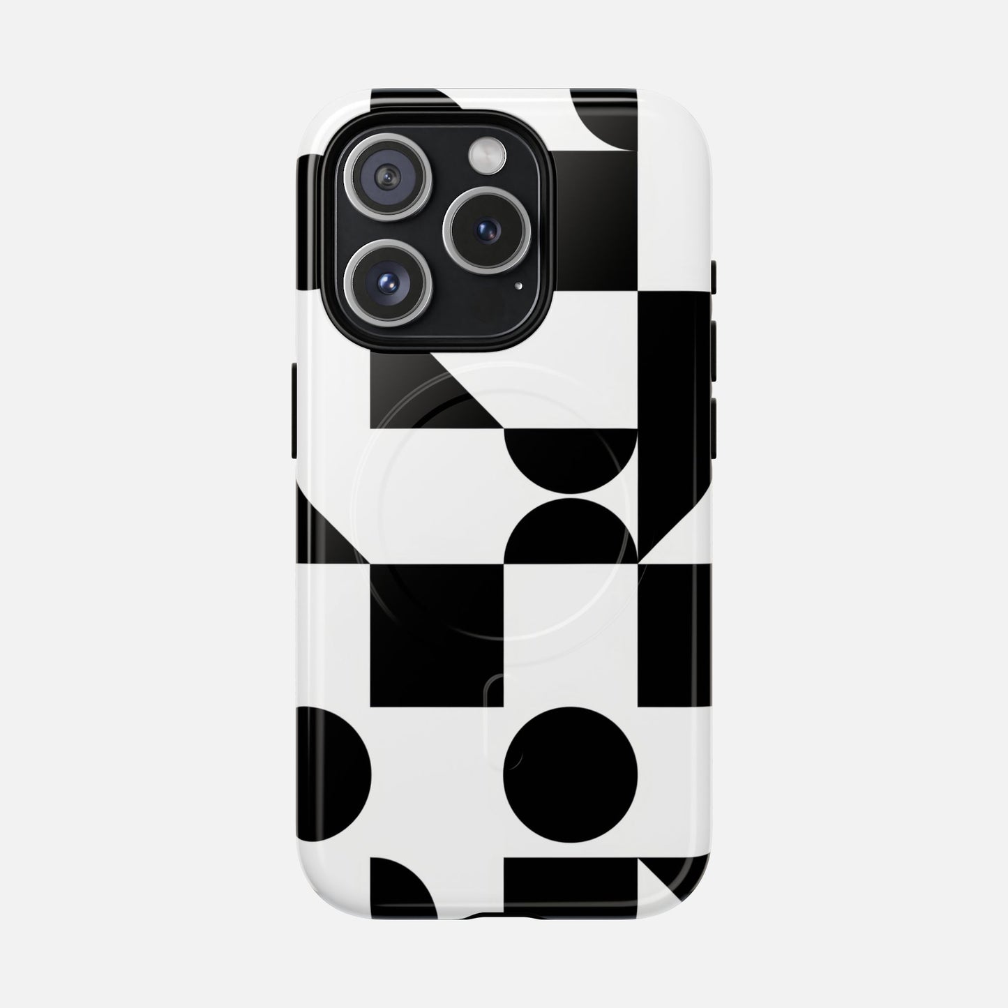 Geometric Black & White iPhone Case — Tough Magnetic | MagSafe Compatible