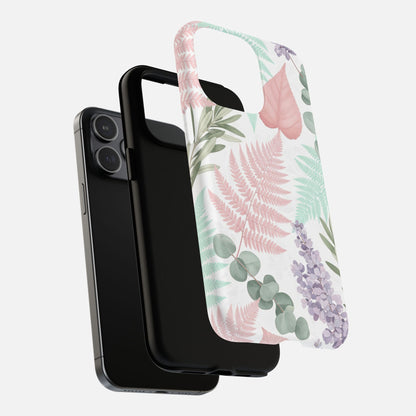 Floral Fern & Pastel Leaves iPhone Case — Tough Magnetic | MagSafe Compatible