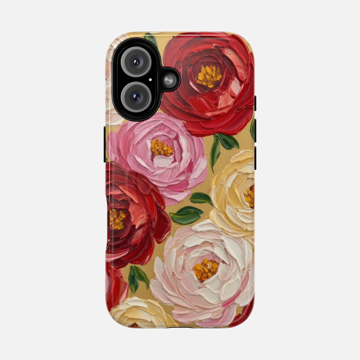 Floral Camellia Tough Magnetic Phone Case — Protective Magnetic iPhone Cover with Rose & Blush Blooms iPhone 16 Glossy Phone Case