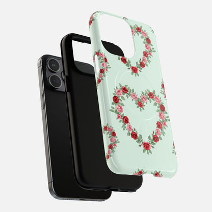Rose Heart Floral iPhone Case — Tough Magnetic | MagSafe Compatible