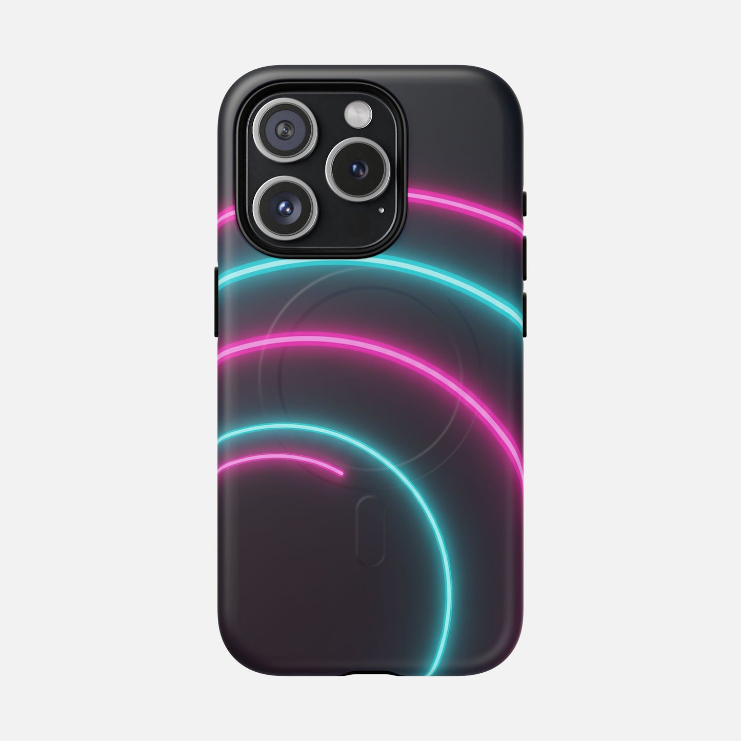 Neon Arc with Pink & Teal Glow iPhone Case — Tough Magnetic | MagSafe Compatible