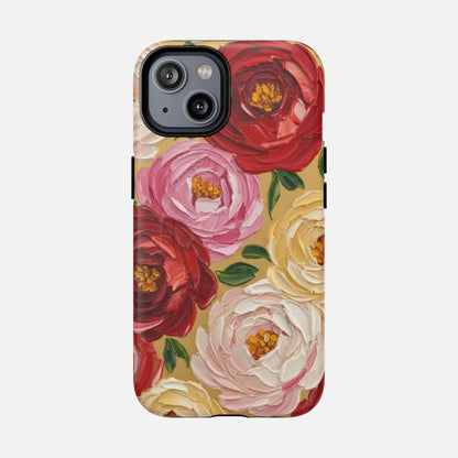 Floral Camellia Tough Magnetic Phone Case — Protective Magnetic iPhone Cover with Rose & Blush Blooms iPhone 14 Matte Phone Case